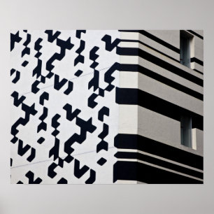 Poster Moderno edifício preto e branco em Hong Kong