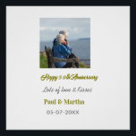 Pôster Moderno feliz 50º aniversário adicionar nome data<br><div class="desc">Design para casal amor</div>