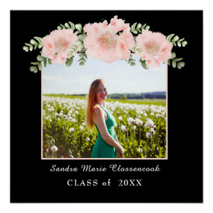 Pôster Moderno, Flor de Rosa floral formatura turma 2021