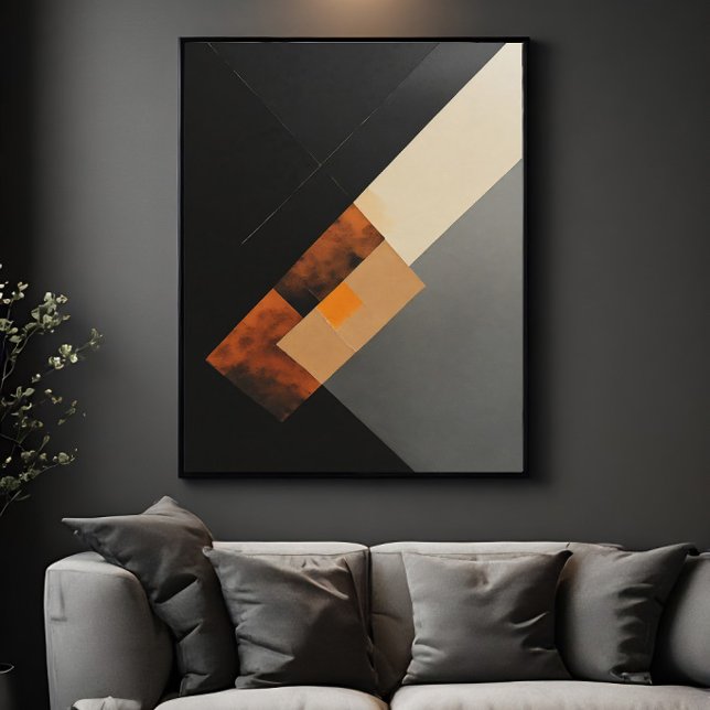 Poster Moderno Geométrico em Rust e Preto Texturizado (Criador carregado)