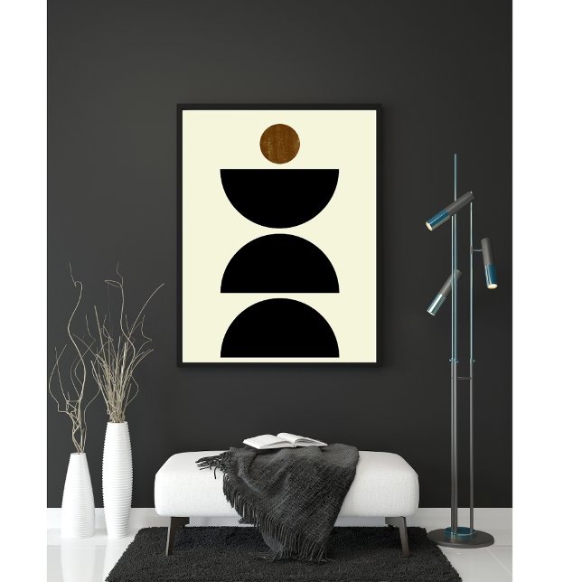 Poster Moderno Geométrico Preto Bege Minimalista de Meado (Criador carregado)