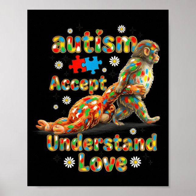 Poster Moderno macaco de bebê conscientização do autismo  (Frente)