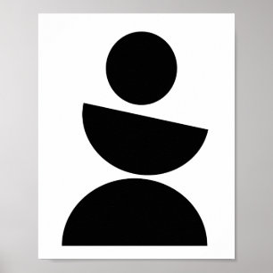 Poster Moderno Minimalista Geométrico Preto de Meados do