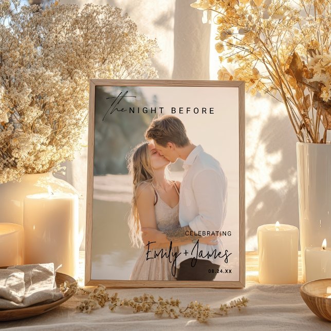 Poster Moderno na noite antes do noivado fotográfico (Modern the night before photo engagement welcome poster)