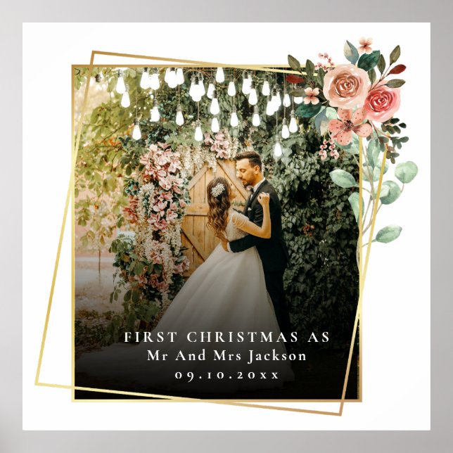 Poster Moderno Nosso Primeiro Natal Como Sr. e Sra. Flora (Frente)