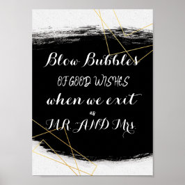 Poster Moderno Preto e Dourado Aquarela Geométrico