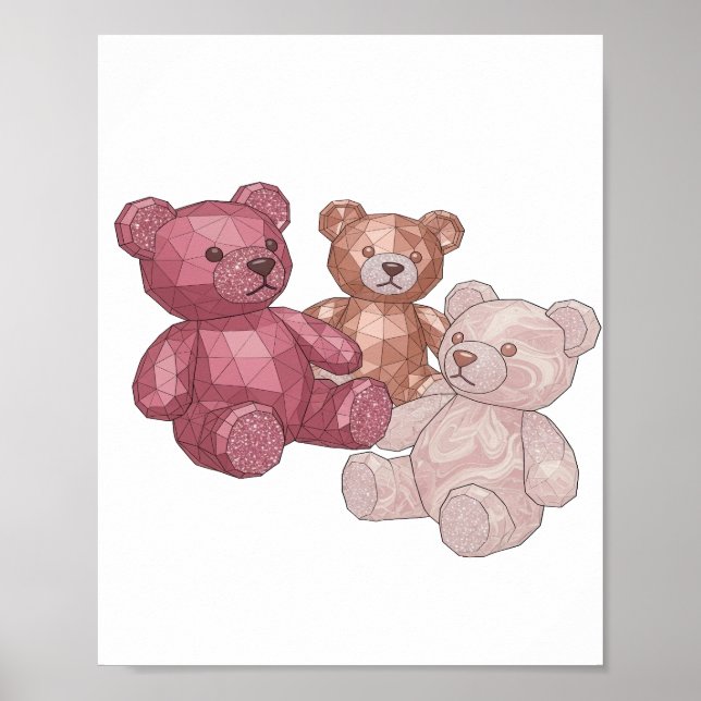 Poster Moderno Printa de TRÊS URSINHOS Prata (Frente)
