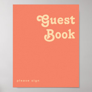 Poster Moderno Retro Sinal de Livro de Visitas Coral