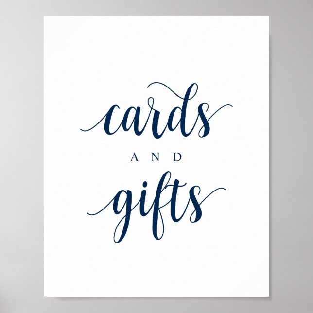 Poster Moderno Rústico, Azul Marinho, Cartões e Presentes (Frente)