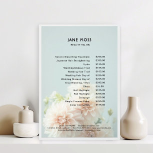 Poster Moderno, salão, Lista de Preços de Flores de Peôni