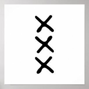Poster Moderno Três X Monocromático Minimalista Nórdico