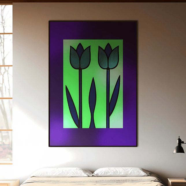 Poster Moderno Tulip Duo: Jardim Minimalista (Criador carregado)