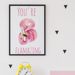 Poster Moderno Você É Flagrante Beleza Rosa Flamingo