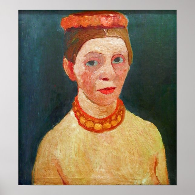 Poster Modersohn-Becker - Autorretrato Com Vermelho  (Frente)