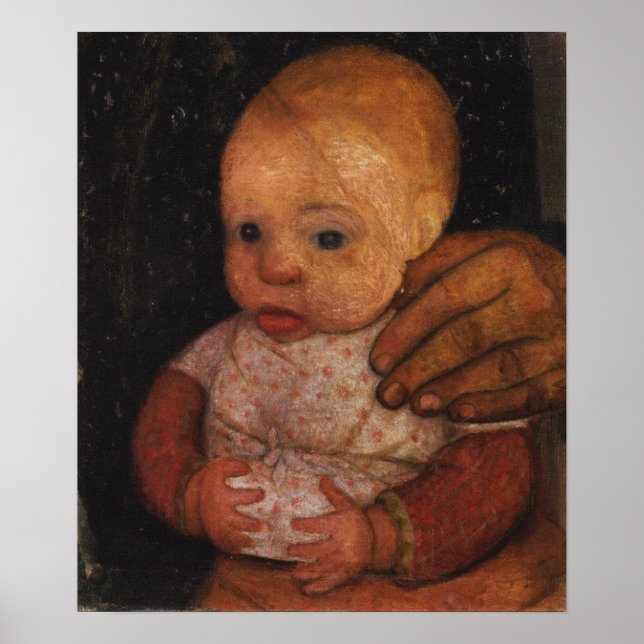 Poster Modersohn-Becker - Bebê Com a Mão de Sua Mãe (Frente)