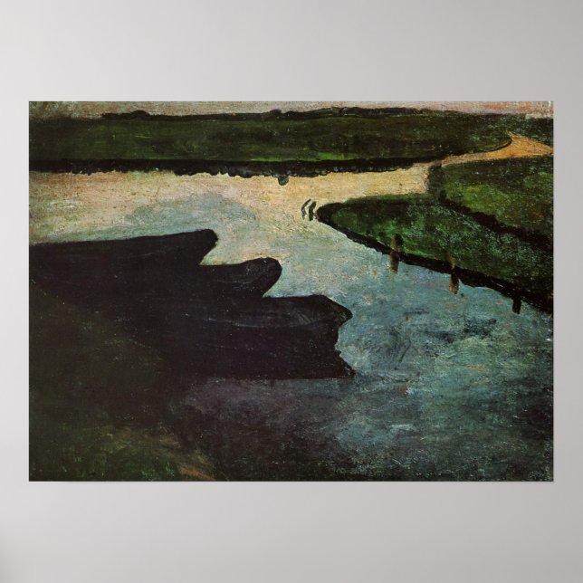 Poster Modersohn-Becker - Canal de Pântano com Barcaças d (Frente)