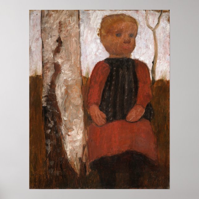 Poster Modersohn-Becker - Criança Em Vestido Vermelho 190 (Frente)