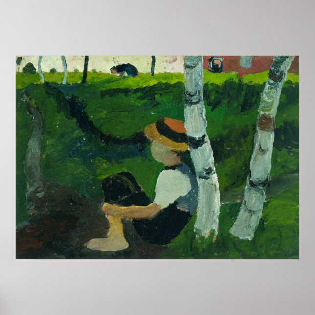 Poster Modersohn-Becker - Menino No Caminho Sob Birch Tre (Frente)