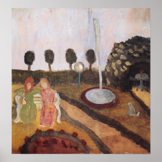 Poster Modersohn-Becker - Mulheres Em Jardim Com Fonte (Frente)