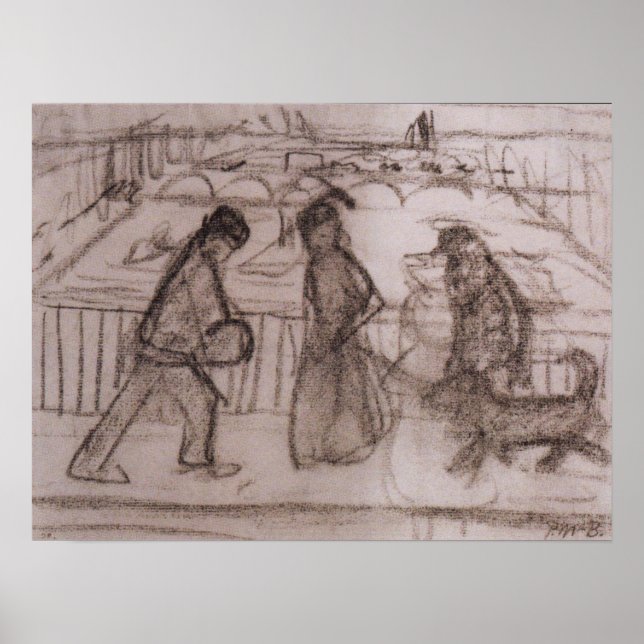 Poster Modersohn-Becker - Números Com Seu Cão Na Ponte (Frente)