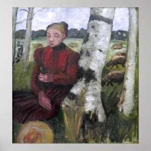 Poster Modersohn-Becker - Raparigas Na Árvore Birch, Ban