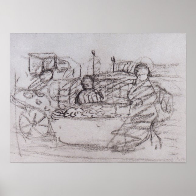 Poster Modersohn-Becker - Três Mulheres Num Mercado (Frente)