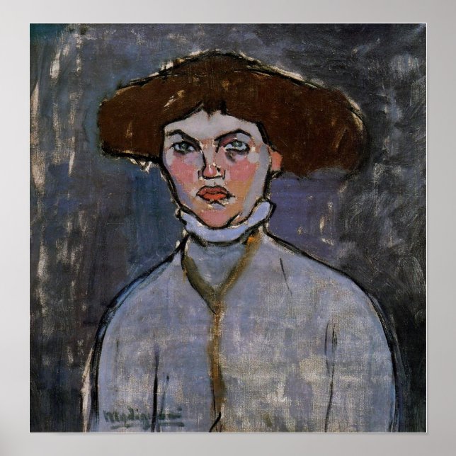 Poster Modigliani - Cabeça de uma jovem mulher 1908 (Frente)