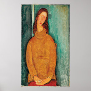 Poster Modigliani - Jeanne Hebuterne Em Um Jumper Amarelo
