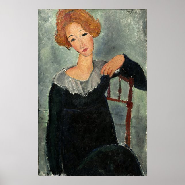 Poster Modigliani - Mulher Com Cabelo Vermelho 1917 (Frente)