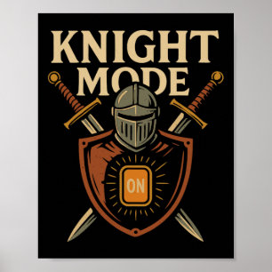 Poster Modo Cavaleiro Ativado Espada Medieval Divertida F