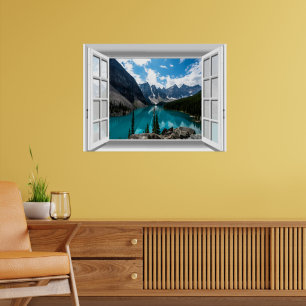 Poster Modo de Exibição de Janela Falsa de Montanhas 3D