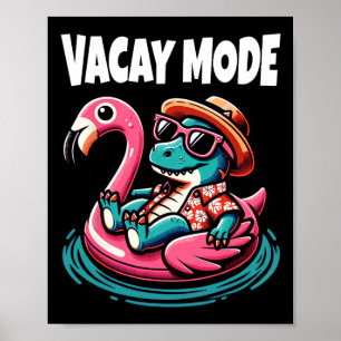 Poster Modo de Férias de Dinossauro Fofo, Férias em Famíl