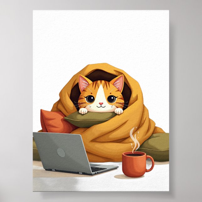 Poster Modo de Sobrevivência de Introvertido Gato Coberto (Frente)