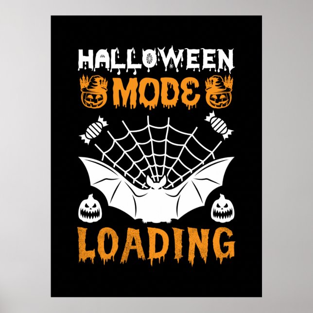 Poster Modo Halloween Carregando Aniversário (Frente)