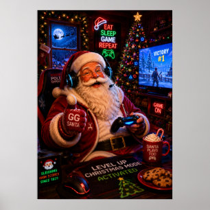 Poster Modo Natal Level Up Ativado Postêr do Papai Noel G