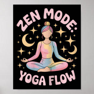 Poster Modo Zen Fluxo de Yoga Meditação Colorida Roupa Re