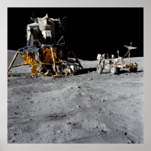 Pôster Módulo Lunar Apollo 16 e Veículo Lunar