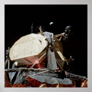 Poster Módulo Lunar Apollo 17 "Challenger" e Terra