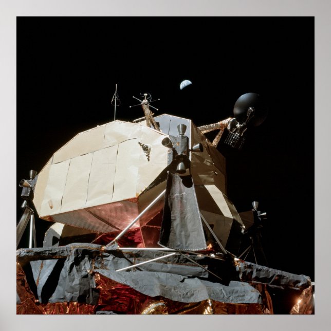 Poster Módulo Lunar Apollo 17 "Challenger" e Terra (Frente)