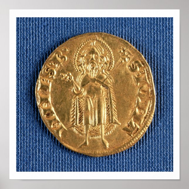 Pôster Moeda de ouro, com São João Batista, século XVI (Frente)