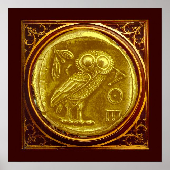 PÔSTER MOEDA DE OURO DE CORUJA ANTIGA (Frente)