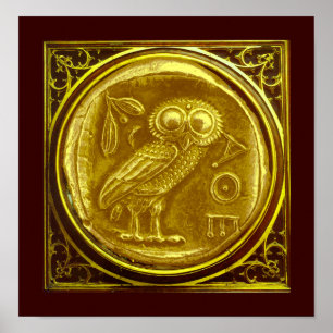 POSTER MOEDA DE OURO DE CORUJA ANTIGA