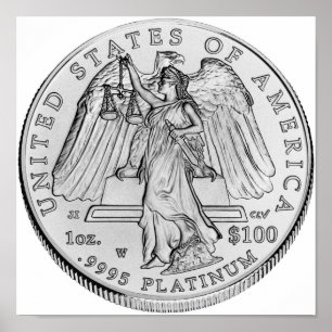 Pôster Moeda de Uncirculated da platina de Eagle do
