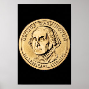 Poster Moeda Dourado enorme do dólar de Washington