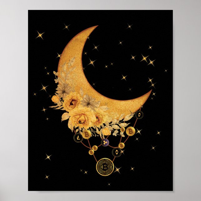 Poster Moeda Virtual No Gráfico Espiritual Da Lua (Frente)