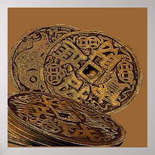 POSTER MOEDAS DA RIQUEZA DE FENG SHUI