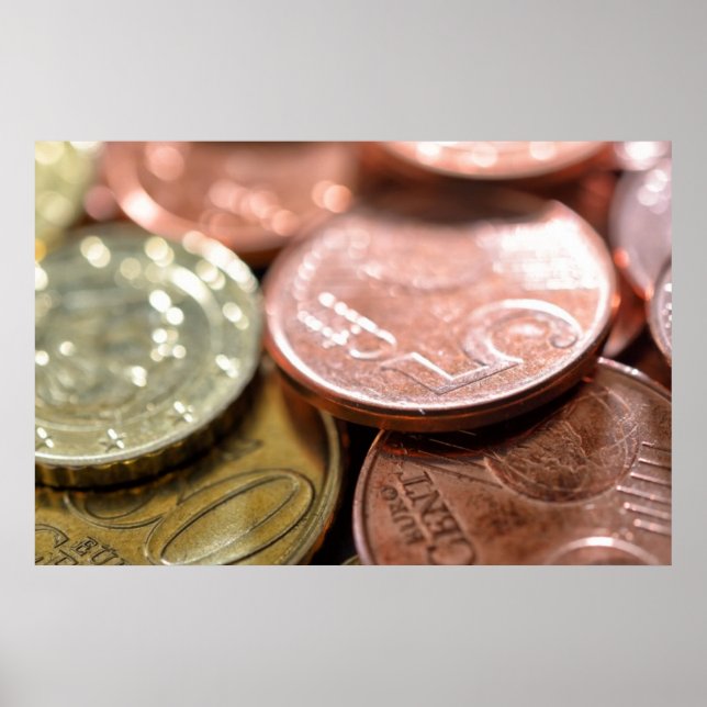 Pôster Moedas de euro à luz do sol (Frente)