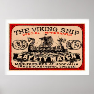Poster Moedas de Navio Viking Suécia Antigo Rótulo de Cai