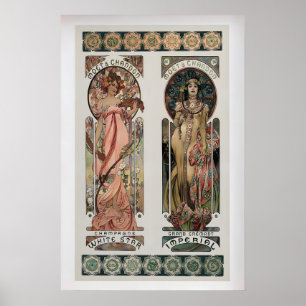 Poster Moet Chandon por Alphonse Mucha Antigo