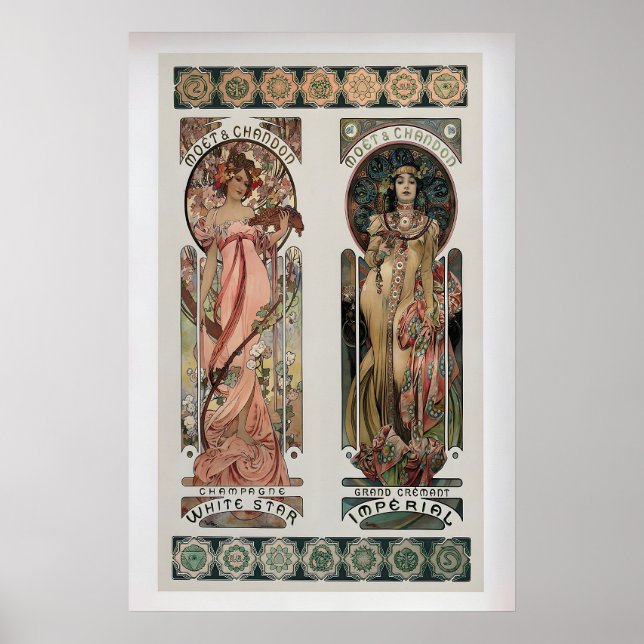 Poster Moet Chandon por Alphonse Mucha   Antigo (Frente)
